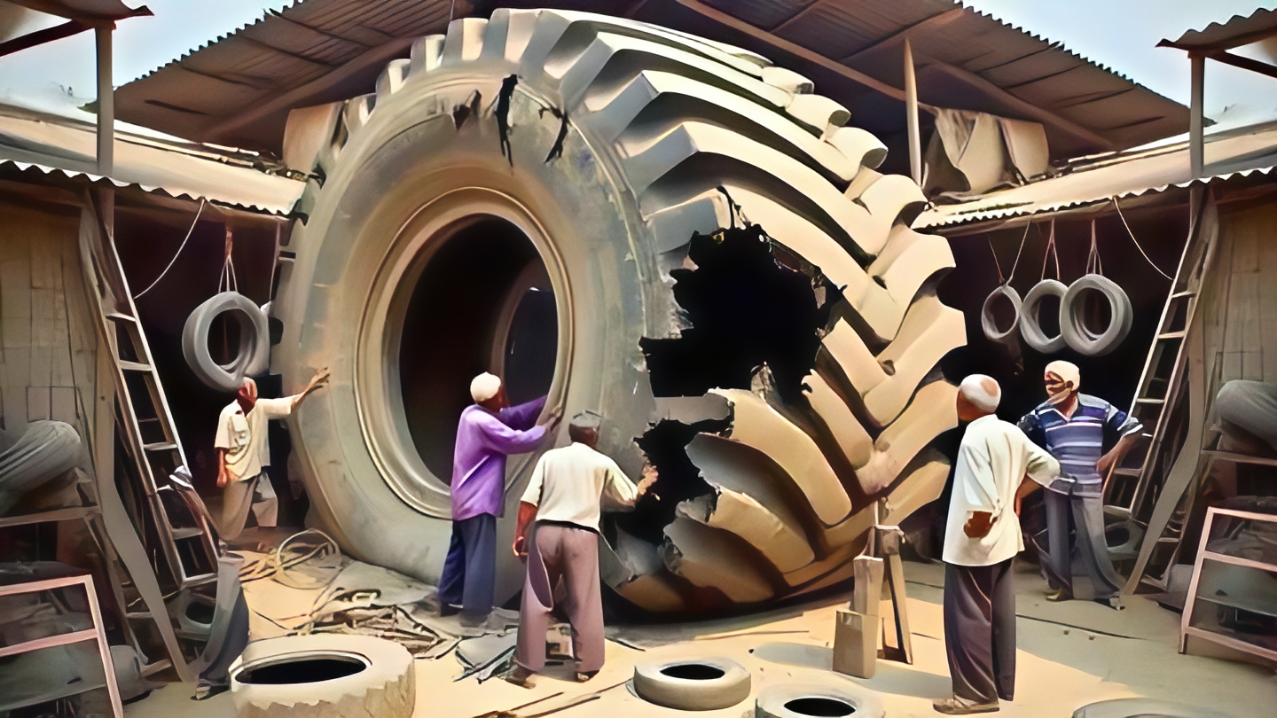 Пакистан, ремонт убитых шин.