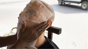 Tingly ASMR Face Massage with Tissue Paper at a Street Barber