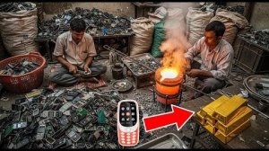 Как извлечь 24-каратное чистое золото из старых мобильных телефонов. Производство на заводе.