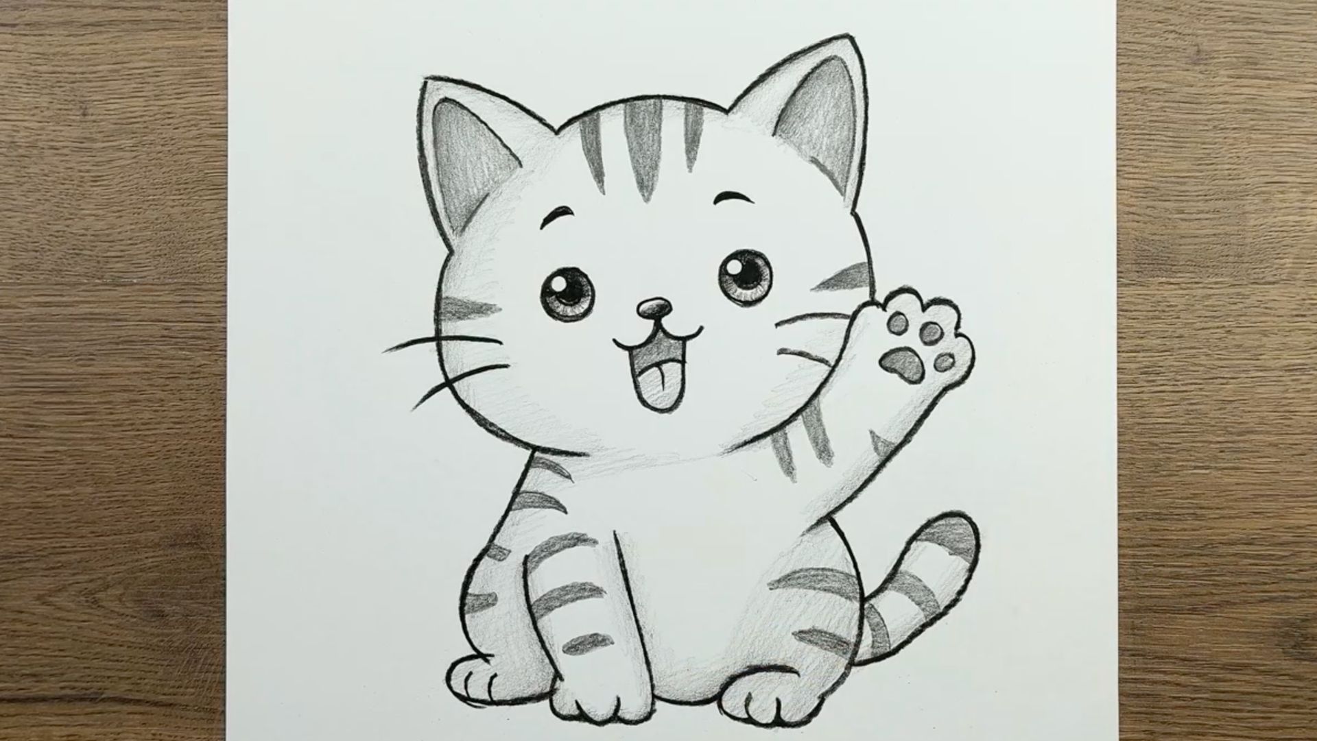 Как нарисовать очень легко Милого Кота карандашом поэтапно, обучающее руководство по рисованию