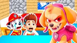 ЩЕНЯЧИЙ ПАТРУЛЬ СПРЯТАЛСЯ ПОД КРОВАТЬЮ от СКАЙ EXE ВАМПИРА в МАЙНКРАФТ