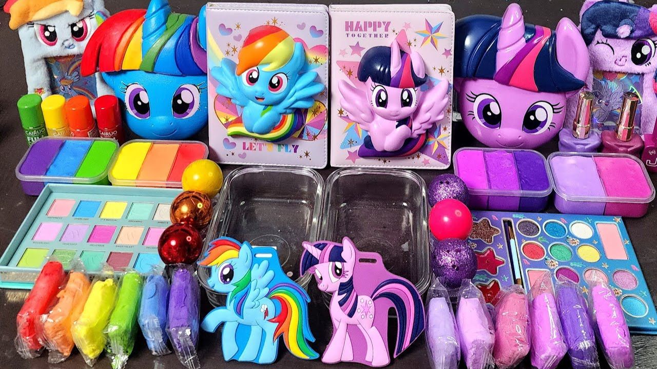 ASMR Пони Смешивают МЕГА красивые, цветные Слаймы,