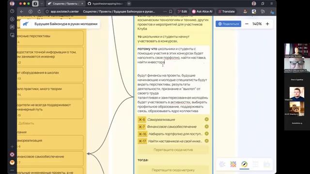 Финал стратсессии 2025 года клуба «Будущее Байконура в руках молодежи!» с помощью Карты гипотез