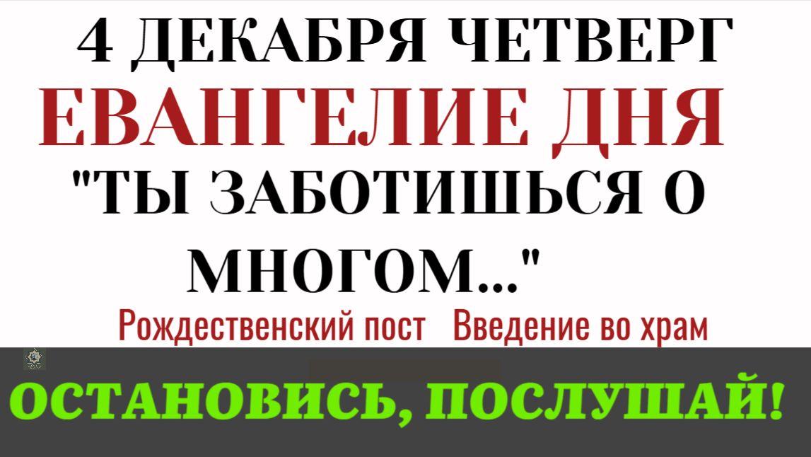 Евангелие дня (Введение во храм). Ты суетишься о многом, а нужно только одно. Главный урок Христа