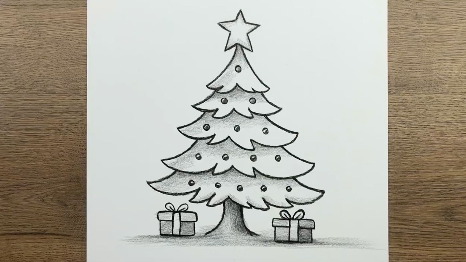 Как нарисовать простую Новогоднюю Ёлку, как нарисовать Новогодний Подарок поэтапно