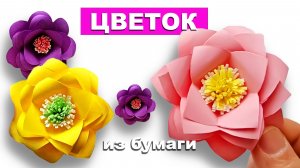 Как сделать Цветы из бумаги. Простой Бумажный Цветок своими руками. Поделки для детей