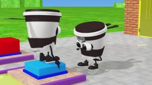 Длинная горка с коровой, слоном, гориллой, бегемотом, тигром, 3D-игра с животными