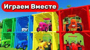 МУЛЬТИКИ ПРО МАШИНКИ И ТРАКТОРЫ НА ФЕРМЕ ДЛЯ ДЕТЕЙ 🚜 БОЛЬШАЯ КОЛЛЕКЦИЯ РАЗНОЦВЕТНЫХ ТРАКТОРОВ