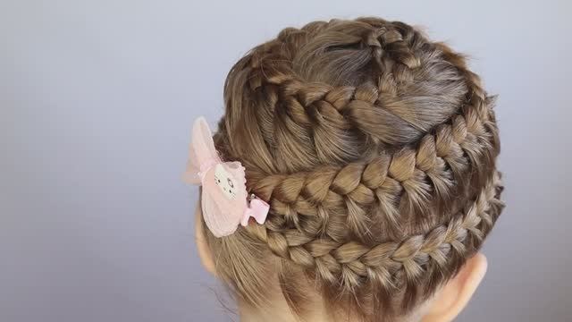 Прическа для школы - корзинка улитка