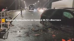Массовое ДТП на трассе М12 с двумя автобусами ,двумя большегрузами и внедорожником