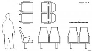 Пассажирское кресло А2. Чертёж. Passenger seat A 2. Drawings.
