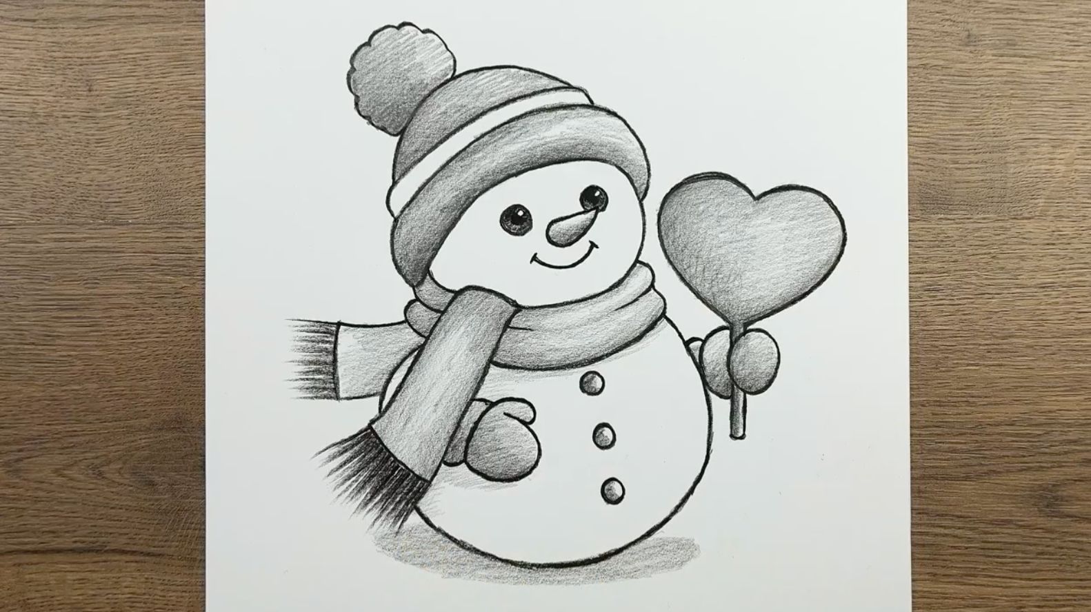 Как нарисовать Милого Снеговика шаг за шагом Простые рисунки Карандашом
