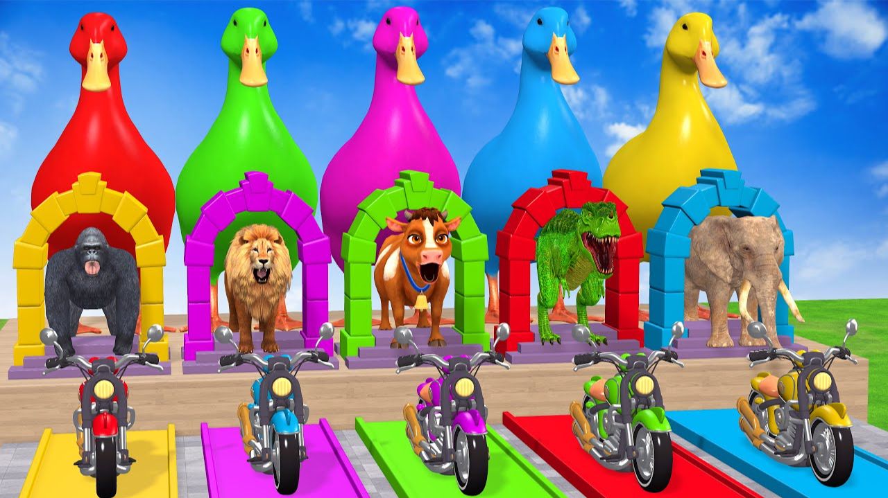 Веселые игры с слоном, гориллой, бегемотом, тигром - 3D игра с животными - Забавные 3D животные