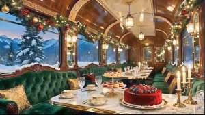 Фон для расслабления. С Рождеством и Новым годом. Рождественский поезд сквозь альпы