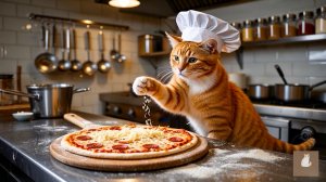 😹Мама кошечка готовит вкусную и аппетитную пиццу🔥