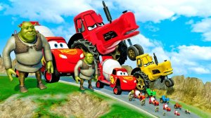 Молния Маквин, Шрек и Тракотор против СПУСКА СМЕРТИ! - Beamng.DRIVE