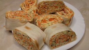 Рулет из лаваша с сыром и корейской морковью. Самая простая и самая вкусная начинка