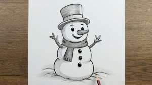 Как нарисовать Снеговика карандашом, пошаговое руководство, как нарисовать простую зимнюю картинку