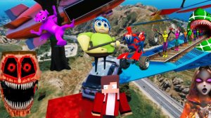 ЭПИЧЕСКИЙ паркур в небе ГТА 5: СУПЕРГЕРОИ падают к гигантскому Кинг-Конгу!