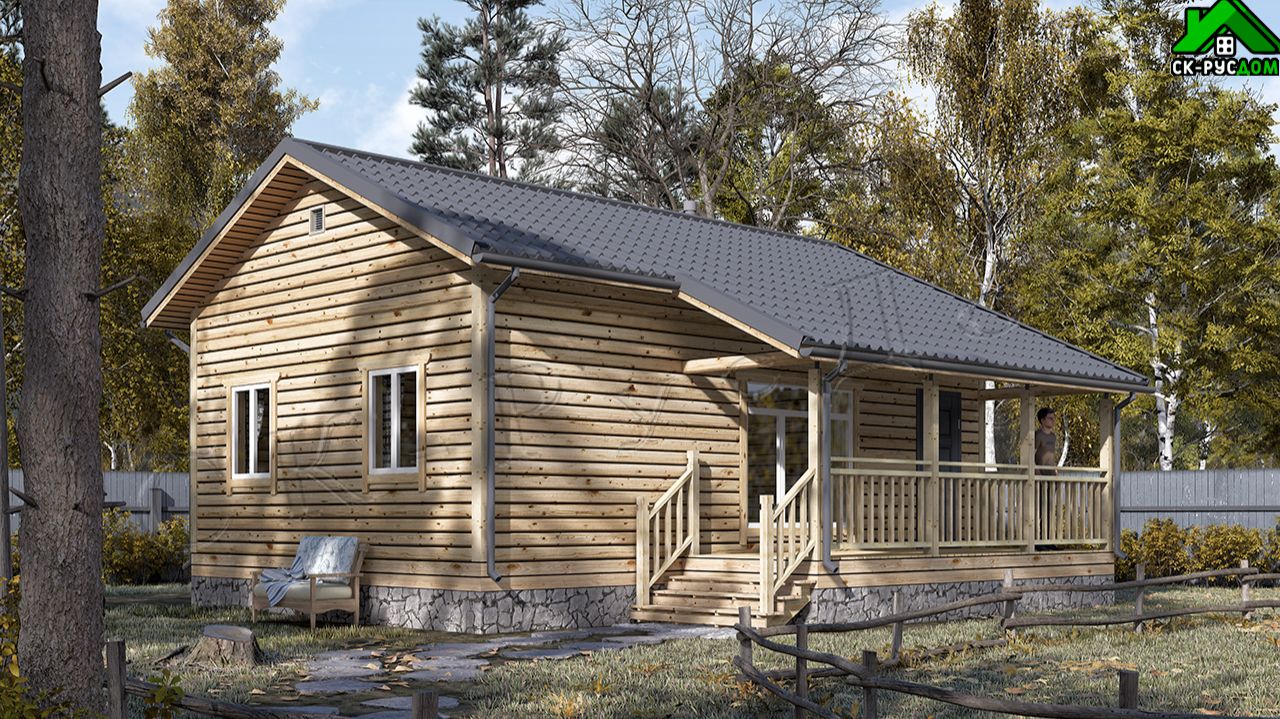 Проект одноэтажного дома с баней