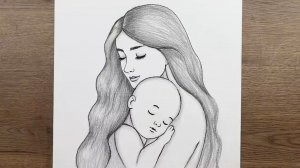 Как нарисовать рисунок для матери или ко дню Матери - Как нарисовать любовь матери и ребенка