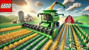 У Лего уборочной машины LEGO заклинило лезвие в центре поля