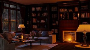 Расслабляющая атмосфера, уютная гостиная, дождь, камин, джаз, романтика