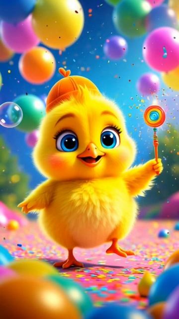 Цыплёнок Чик-Чик лопает РАДУЖНЫЕ ПУЗЫРИ и учит цвета! ✨ #shorts