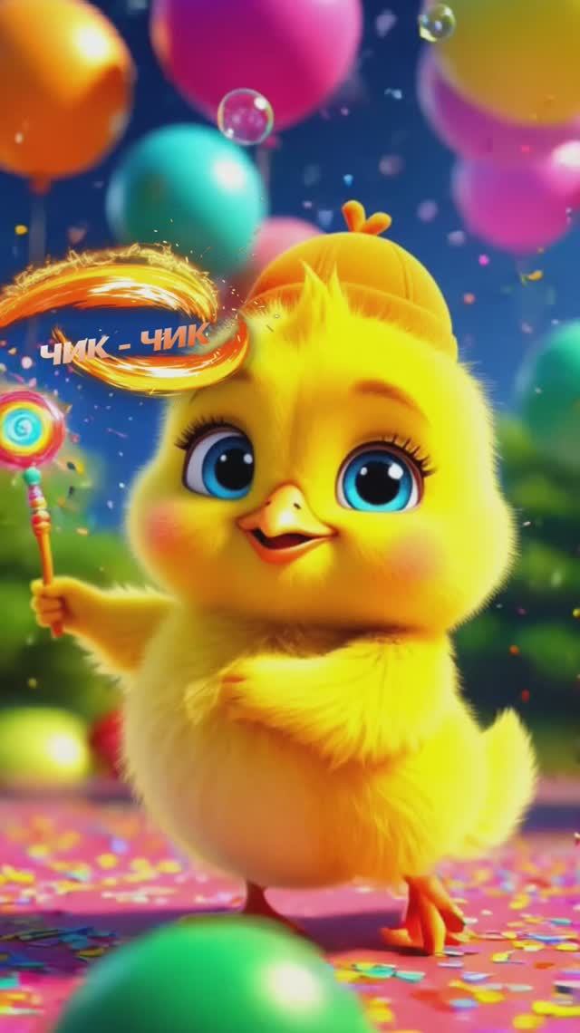 Цыплёнок Чик-Чик лопает РАДУЖНЫЕ ПУЗЫРИ и учит цвета! ✨ #shorts