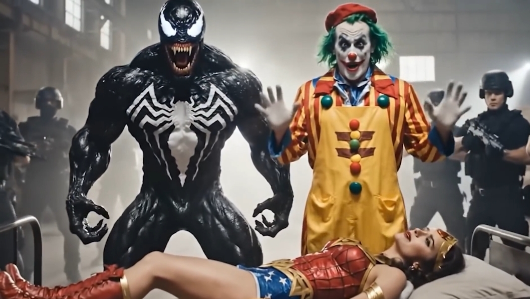 Схватка против Джокера и Венома от ИИ.