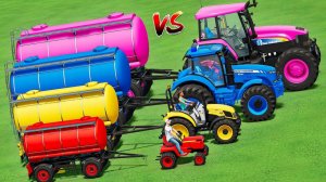 МУЛЬТИКИ ПРО ТРАКТОРА И МАШИНКИ НА ФЕРМЕ ДЛЯ ДЕТЕЙ, ГОНКИ БОЛЬШИХ И МАЛЕНЬКИХ ТРАКТОРОВ С ПРИЦЕПОМ!