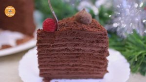 Медовик трюфельный с малиной с шоколадным вкусом.