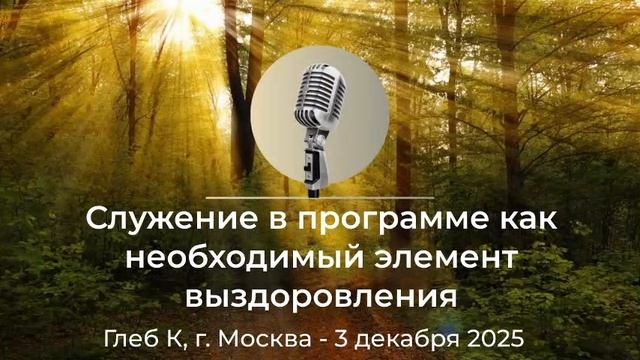 Спикерская АНЗ "Служение в программе как необходимый элемент выздоровления" Глеб К. Москва 03.12.25г