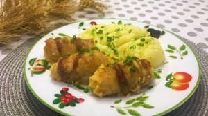 Куриные рулетики в беконе
