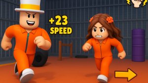 ПОБЕГ из ТЮРЬМЫ скорость +1 КАЖДУЮ СЕКУНДУ в РОБЛОКС! Папа и ПОДРУГА почти СБЕЖАЛИ но НЕТ!