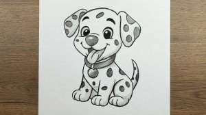 Как нарисовать милую Собаку породы Далматин поэтапно, простым карандашом, урок рисования