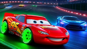 Молния Маквин гонки! Светящиеся машинки CARS 3 | Glow Racers от Pixar Disney. Джексон Шторм.