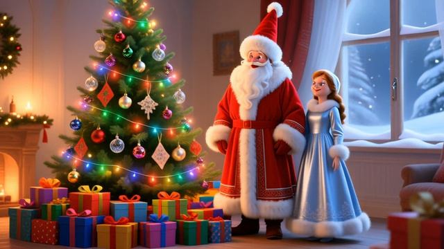 🎁 Волшебная пара у ёлки! Дед Мороз и Снегурочка дарят радость. 🎄