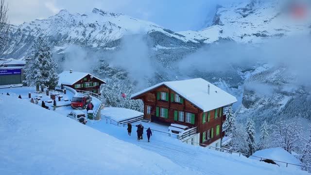 Красивая Заснеженая Горная деревушка в Швейцарии🇨🇭Настоящая Зимняя Страна Чудес Швейцарская Долина