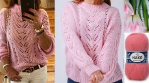 💥ВЯЖЕМ нежный 🔥СВИТЕР🔥 спицами с очень красивым узором.