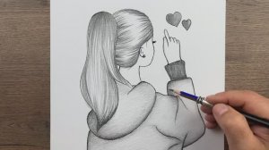 Как нарисовать девушку карандашом с длинными волосами поэтапно