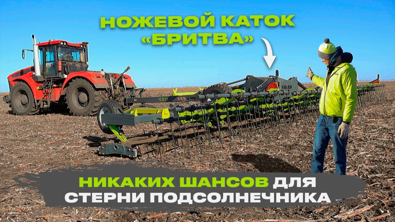 Обзор нового ножевого катка VELES МК-12. Мульчирование стерни подсолнечника за 1 проход смотреть онлайн