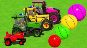 МУЛЬТИКИ ПРО ТРАКТОРА И МАШИНКИ ДЛЯ ДЕТЕЙ, ГОНКИ БОЛЬШИХ И МАЛЕНЬКИХ ТРАКТОРОВ С ПРИЦЕПОМ НА ФЕРМЕ