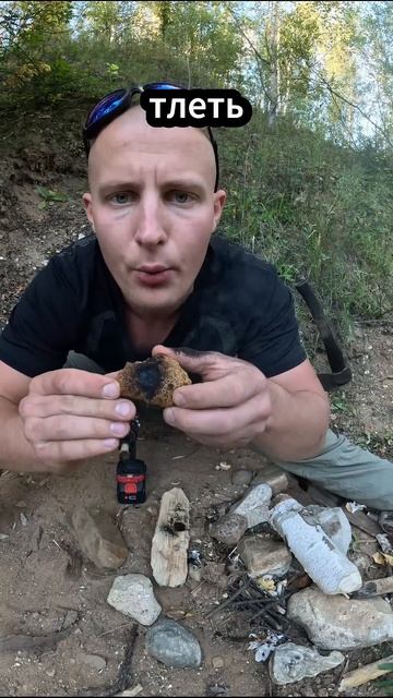 Добываем огонь шуруповертом. #bushcraft #бушкрафт #туризм #лайфхак #лес #огонь #шуруповерт #чага