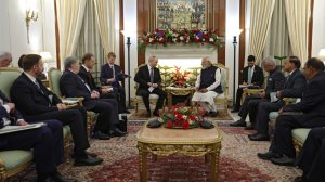 Владимир Путин начало беседы с Премьер-министром Индии Нарендрой Моди, Индия, Нью-Дели, 5 декабря