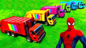 Грузовики Мусоровозы Человек-паук Мультфильм для детей и Супергерои для малышей Мультики про машинки