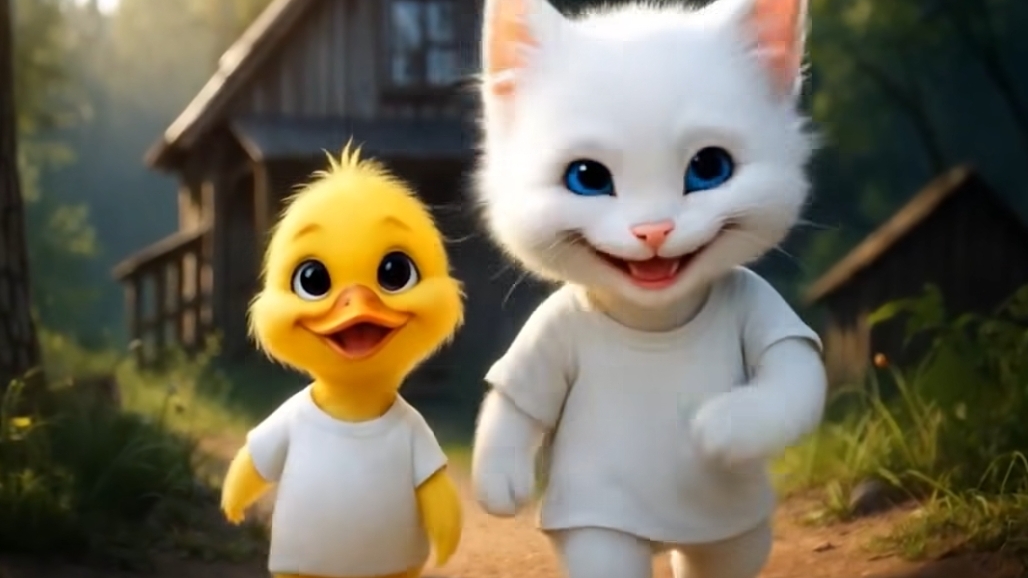 Котенок спасает утёнка. Кошачьи истории.