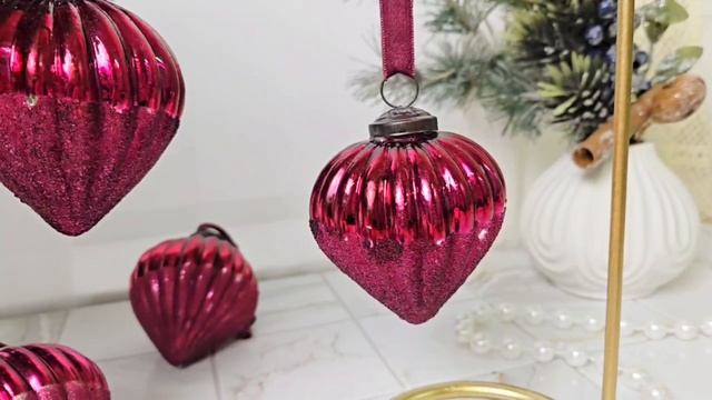 Набор ёлочных украшений МЭЛОРИ, стекло, бордовый, 8 см, 6 шт., A68122130-набор