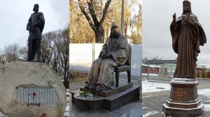 Новые памятники в г.Пскове: кн.Довмонту, патр.Тихону, кн.Ольге, пограничникам, Пушкинская арт-скамья