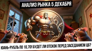 Анализ рынка 5 декабря. Юань рубль по 10,70! Будет ли отскок? Лукойл потянет рынок вверх? Золото!